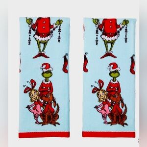 New Christmas dr Seuss The Grinch 2pk Hand Towel, 15' x 25',  blue, 100% cotton